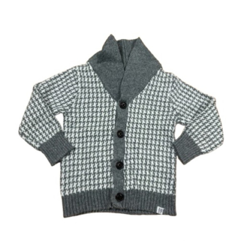 Sovereign Code Gray & White Houndstooth Knit Cotton Cardigan Toddler 18M